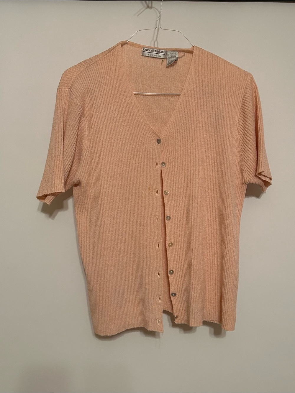 Carolyn Taylor Peach Short-Sleeve Button Front Top